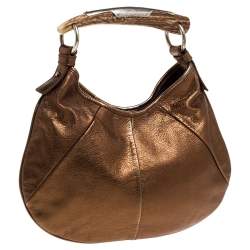 Pre Owned Yves Saint Laurent Golden Brown Leather Mombasa Hobo