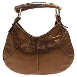 Pre Owned Yves Saint Laurent Golden Brown Leather Mombasa Hobo