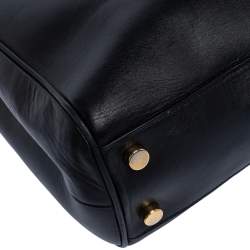 Pre Owned Saint Laurent Black Leather Cassandre Chain Strap Shopper Tote            