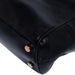 Pre Owned Saint Laurent Black Leather Cassandre Chain Strap Shopper Tote            