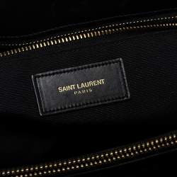 Pre Owned Saint Laurent Black Leather Cassandre Chain Strap Shopper Tote            