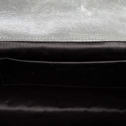 Pre Owned حقيبة كلاتش سان لوران باريس بل دو جور قلاب جلد لامعة خضراء نعناية