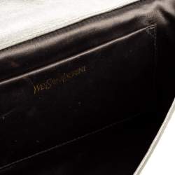 Pre Owned حقيبة كلاتش سان لوران باريس بل دو جور قلاب جلد لامعة خضراء نعناية