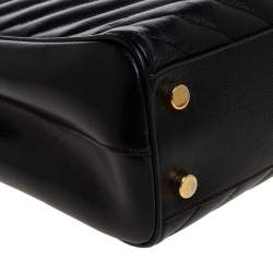 Pre Owned Saint Laurent Black Matelasse Leather Cassandre Shopper Tote