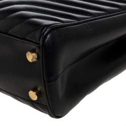 Pre Owned Saint Laurent Black Matelasse Leather Cassandre Shopper Tote