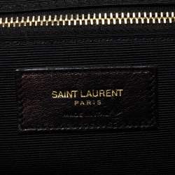Saint Laurent Black Chevron Quilted Leather Monogram Envelope Shoulder Bag