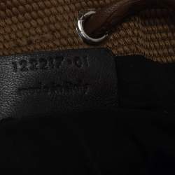Yves Saint Laurent Light Brown Logo Embossed Canvas Vintage Drawstring Bag