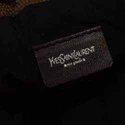 Yves Saint Laurent Light Brown Logo Embossed Canvas Vintage Drawstring Bag