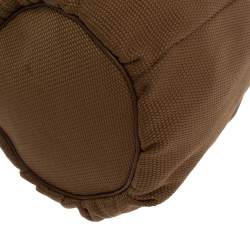 Yves Saint Laurent Light Brown Logo Embossed Canvas Vintage Drawstring Bag