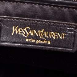 Pre Owned حقيبة سان لوران باريس موس متوسطة جلد نقشة التمساح بنفسجي وجلد نوبوك