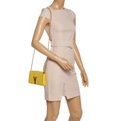 Pre Owned Saint Laurent Yellow Leather Y-Ligne Wallet on Chain