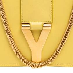 Pre Owned Saint Laurent Yellow Leather Y-Ligne Wallet on Chain