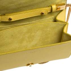 Pre Owned Saint Laurent Yellow Leather Y-Ligne Wallet on Chain