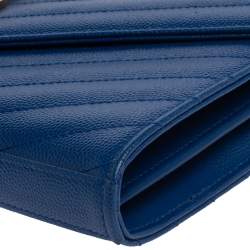 Pre Owned  محفظة سان لوران باريس بسلسلة أنفيلوب جلد مونوغرامي بيج