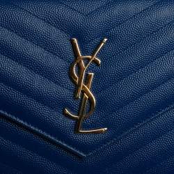 Pre Owned  محفظة سان لوران باريس بسلسلة أنفيلوب جلد مونوغرامي بيج