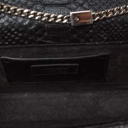 مملوكة مسبقًا حقيبة كتف سان لوران كاتي شراشيب متوسطة جلد ثعبان سوداء