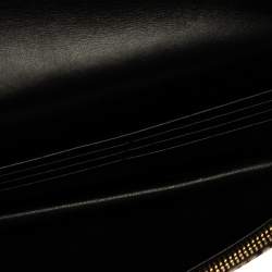 Pre Owned Saint Laurent Beige/Brown Leopard Print Velvet Wallet on Chain