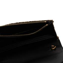 Pre Owned Saint Laurent Beige/Brown Leopard Print Velvet Wallet on Chain