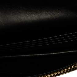 Pre Owned Saint Laurent Beige/Brown Leopard Print Velvet Wallet on Chain