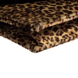 Pre Owned Saint Laurent Beige/Brown Leopard Print Velvet Wallet on Chain