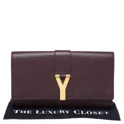 مملوكة مسبقًا حقيبة كلتش سان لوران لايغن Y جلد عنابى 