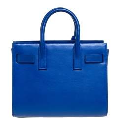 Saint Laurent Electric Blue Leather Nano Classic Sac De Jour Tote