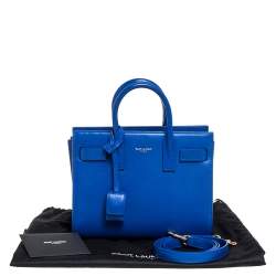 Saint Laurent Electric Blue Leather Nano Classic Sac De Jour Tote