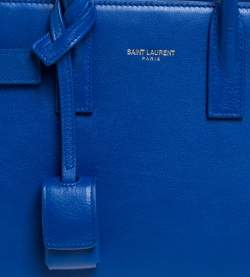 Saint Laurent Electric Blue Leather Nano Classic Sac De Jour Tote