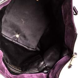 Pre Owned Yves Saint Laurent Purple Patent Leather Large Floral Applique Downtown Tote