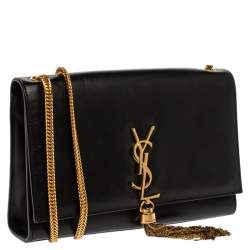 Pre Owned Saint Laurent Black Leather Medium Kate Tassel Shoulder Bag