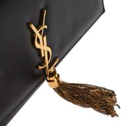 Pre Owned Saint Laurent Black Leather Medium Kate Tassel Shoulder Bag