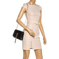 Pre Owned Saint Laurent Black Leather Medium Kate Tassel Shoulder Bag