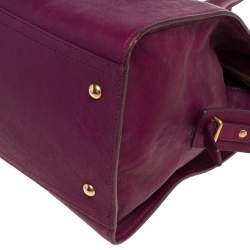 Pre Owned Yves Saint Laurent Burgundy Leather Medium Cabas Y-Ligne Tote