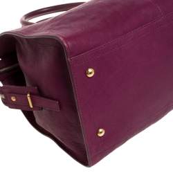 Pre Owned Yves Saint Laurent Burgundy Leather Medium Cabas Y-Ligne Tote