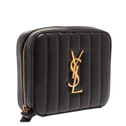 Pre Owned Saint Laurent Paris Black Quilted Leather Vicky Belt Bag