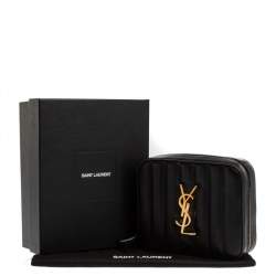 Pre Owned Saint Laurent Paris Black Quilted Leather Vicky Belt Bag