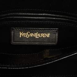 Pre Owned Saint Laurent Black Textured Patent Leather Large Chyc Shoulder Bag