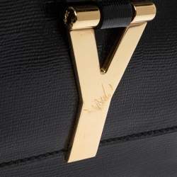 Pre Owned Saint Laurent Black Textured Patent Leather Large Chyc Shoulder Bag