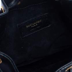 Pre Owned Saint Laurent Black Leather Small Emmanuelle Fringed Bucket Bag