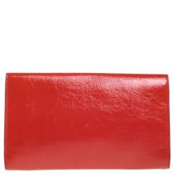 مملوكة مسبقًا حقيبة كلتش سان لوران بل دو جور جلد لامع برتقالية