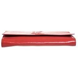 مملوكة مسبقًا حقيبة كلتش سان لوران بل دو جور جلد لامع برتقالية