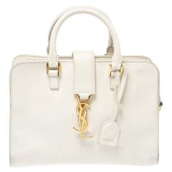 Monogram cabas leather tote Saint Laurent White in Leather - 32780053