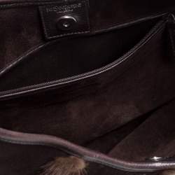 Pre Owned Yves Saint Laurent Dark Brown Suede and Fur Mombasa Hobo