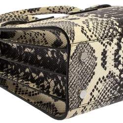 Pre Owned Saint Laurent Black/White Python Embossed Leather Baby Classic Sac De Jour Tote