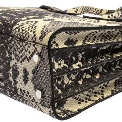 Pre Owned Saint Laurent Black/White Python Embossed Leather Baby Classic Sac De Jour Tote