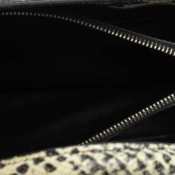 Pre Owned Saint Laurent Black/White Python Embossed Leather Baby Classic Sac De Jour Tote