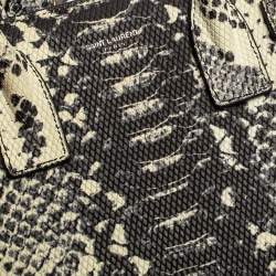 Pre Owned Saint Laurent Black/White Python Embossed Leather Baby Classic Sac De Jour Tote