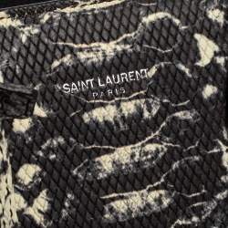 Pre Owned Saint Laurent Black/White Python Embossed Leather Baby Classic Sac De Jour Tote