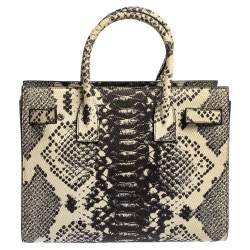 Pre Owned Saint Laurent Black/White Python Embossed Leather Baby Classic Sac De Jour Tote