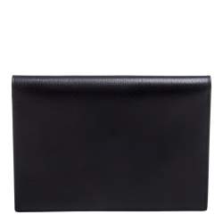 Pre Owned Saint Laurent Black Leather Envelope Flap Slim Pouch 